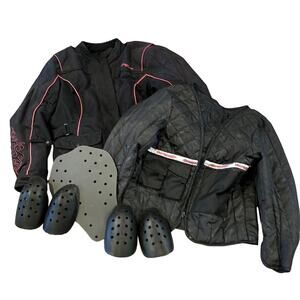 TOURMASTER Motive Motorcycle Jacket Black Pink Trim Liner Pads XL